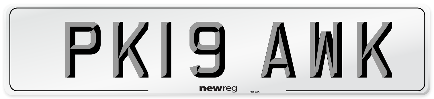 PK19 AWK Number Plate from New Reg
